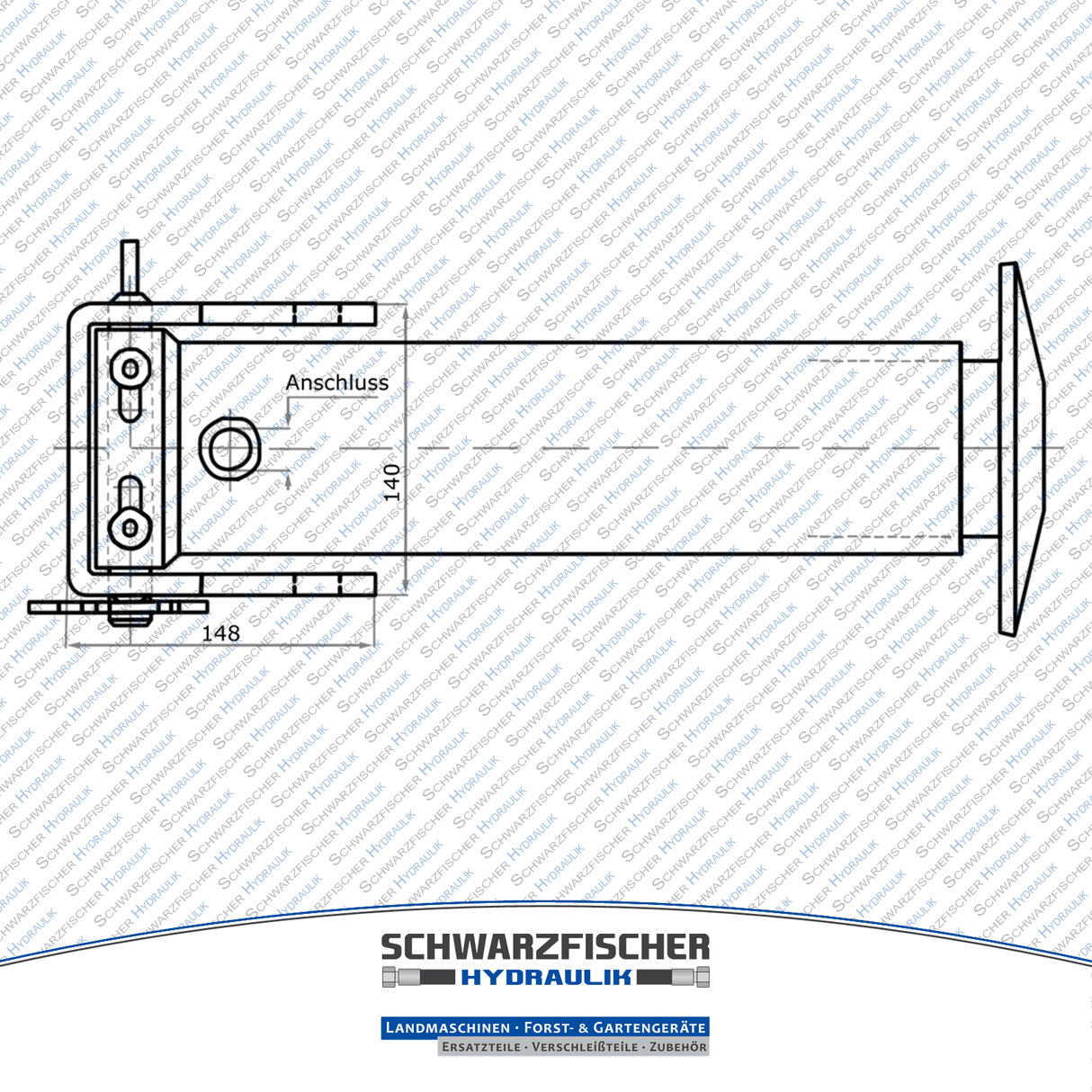 Hydraulikscher Stützfußzylinder mit Schnellverschluss von Schwarzfischer Hydraulik