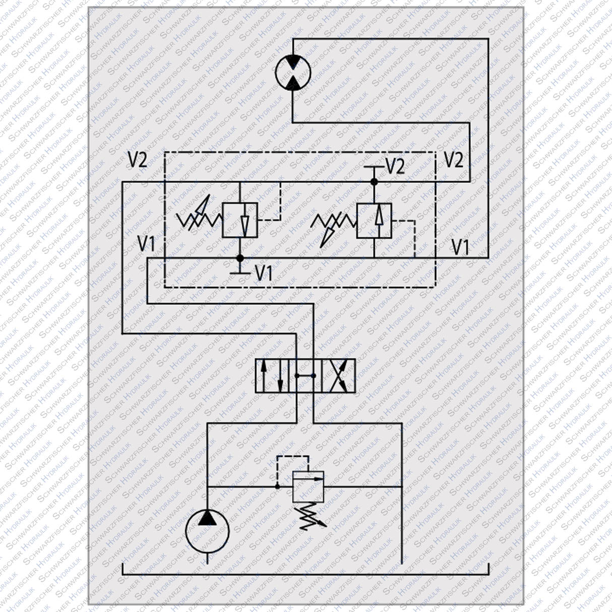 Hydraulik Schockventil doppelwirkend mit 4 Anschlüssen für Verbraucher VMPDI von Schwarzfischer Hydraulik