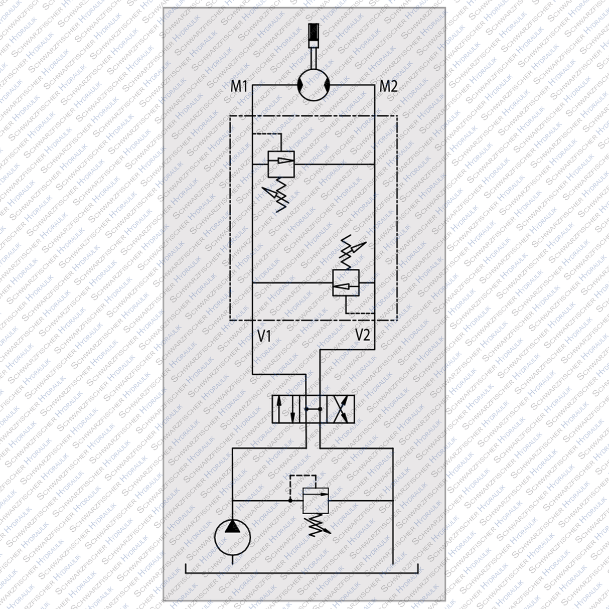 Schockventil doppelwirkend zum Aufflanschen auf OMP / OMR Hydraulik Ölmotor VAU von Schwarzfischer Hydraulik
