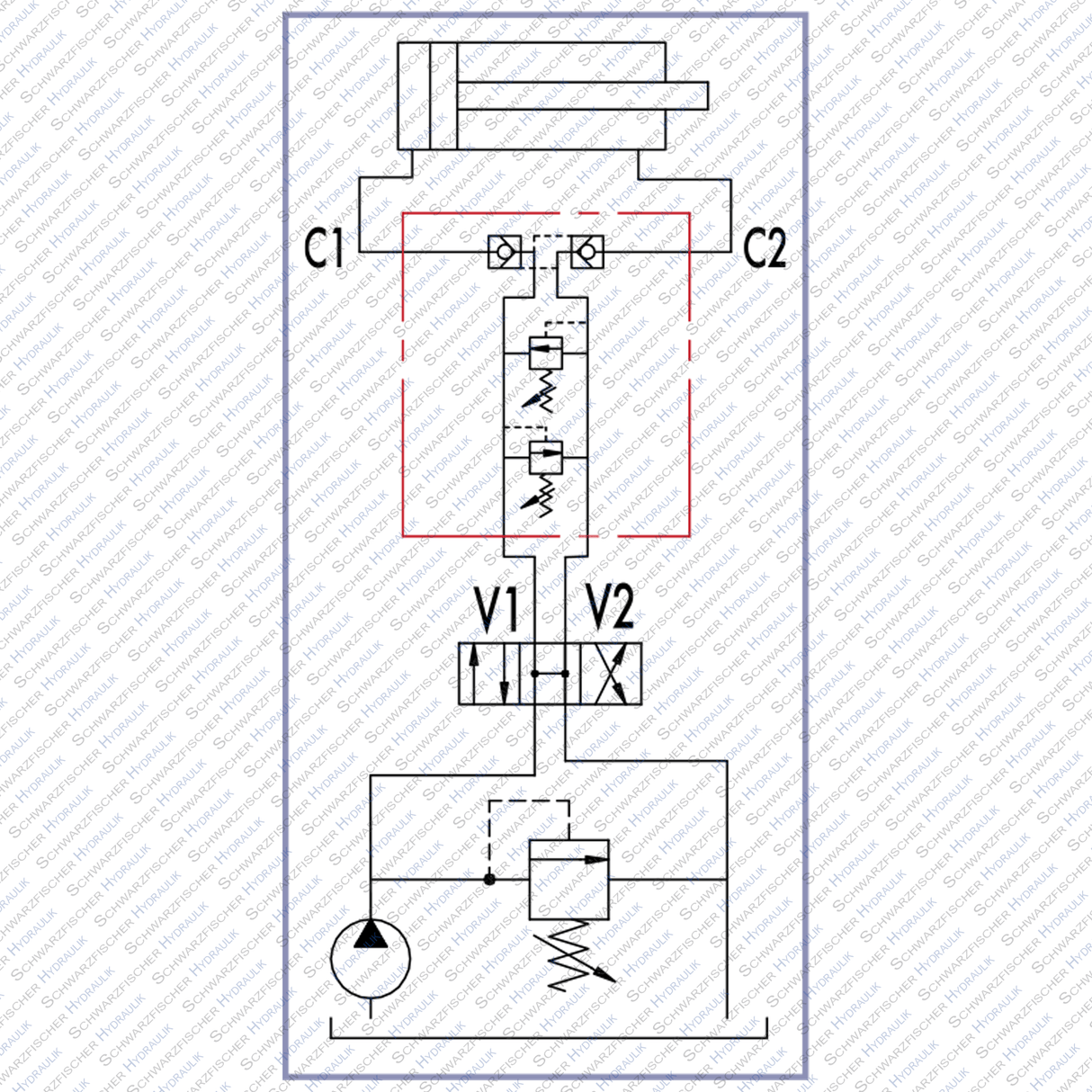 Druckbegrenzungsventil + doppelwirkend entsperrbares Rückschlagventil VBLP von Schwarzfischer Hydraulik