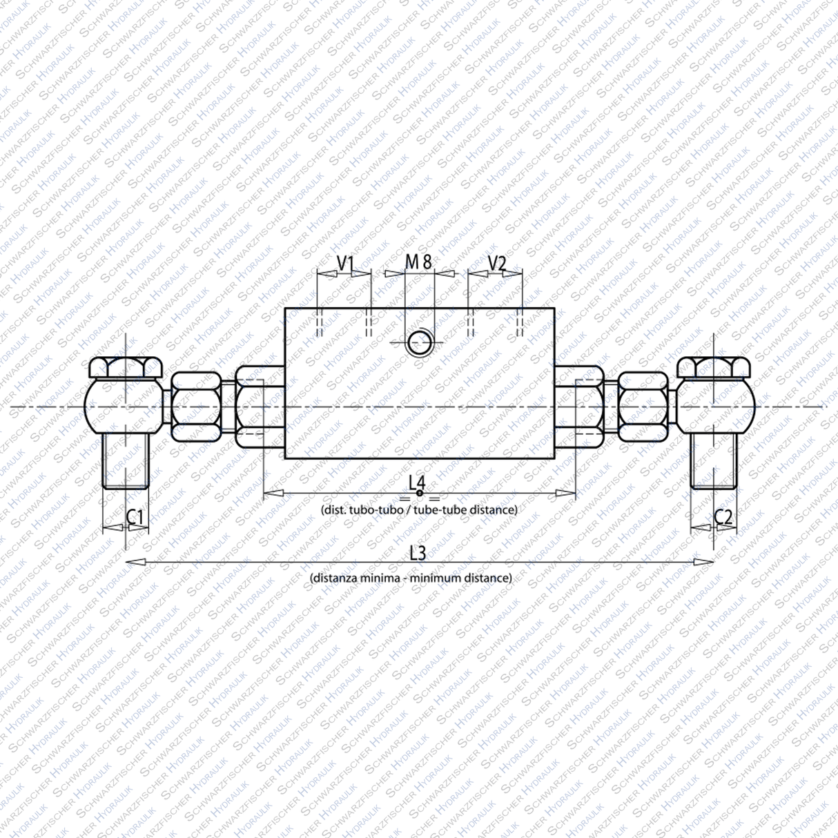 Hydraulik Sperrblock entsperrbares Rückschlagventil doppeltwirkend (12L) VBPDE von Schwarzfischer Hydraulik