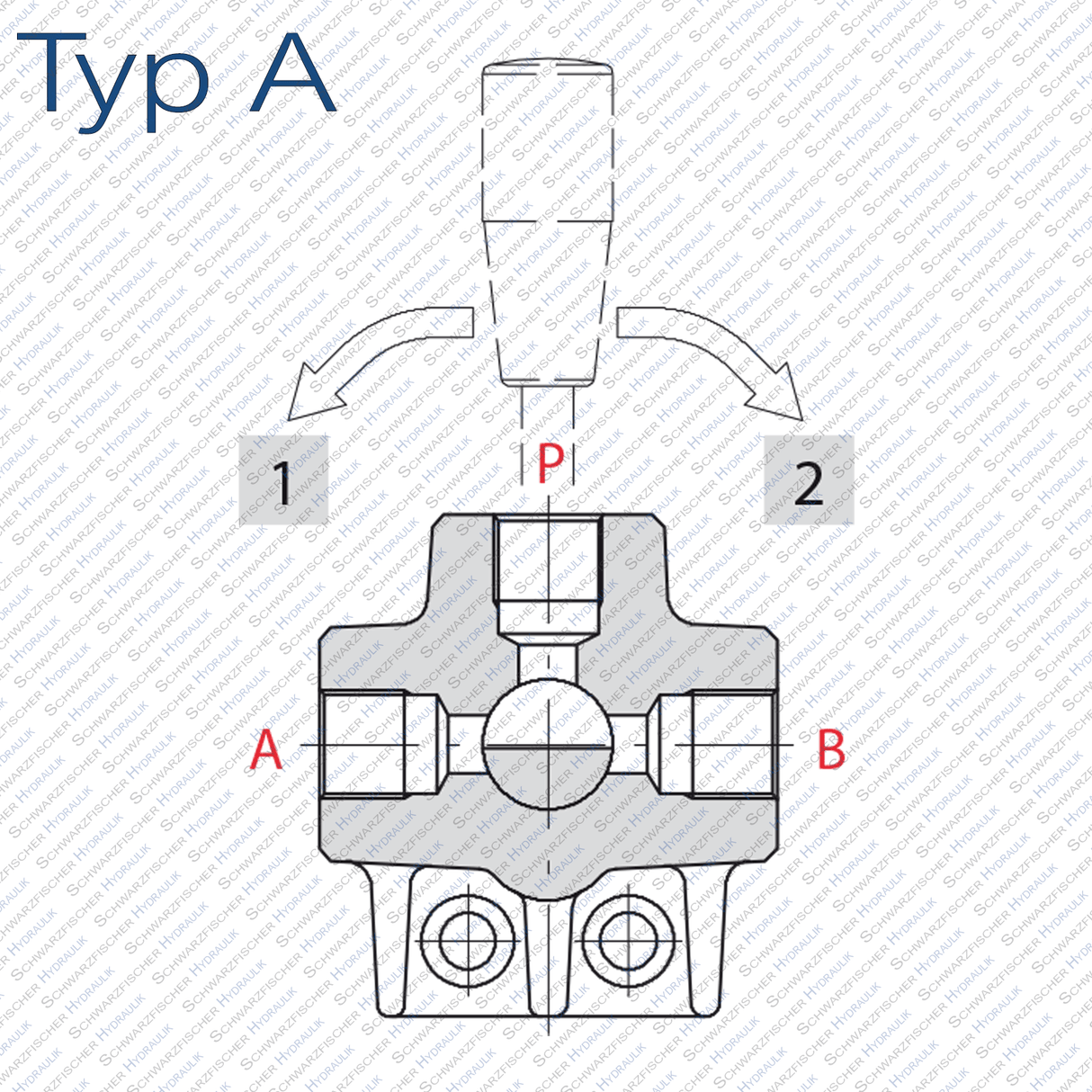 Hydraulik 6/2 Wegeventil Drehumschaltventil von Schwarzfischer Hydraulik