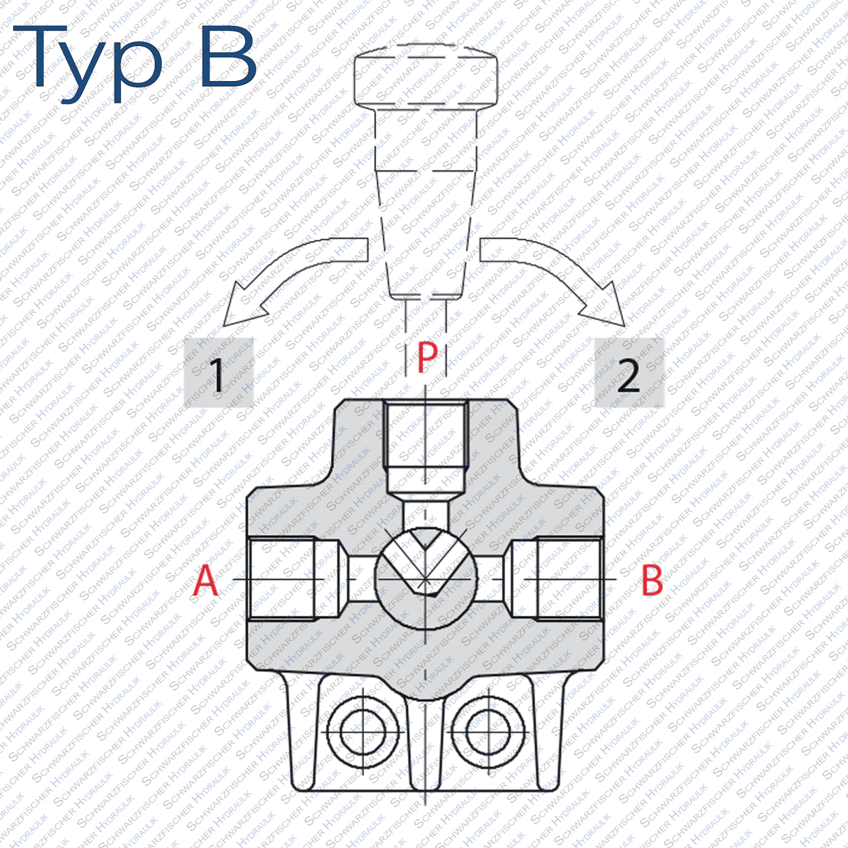 Hydraulik 6/2 Wegeventil Drehumschaltventil von Schwarzfischer Hydraulik