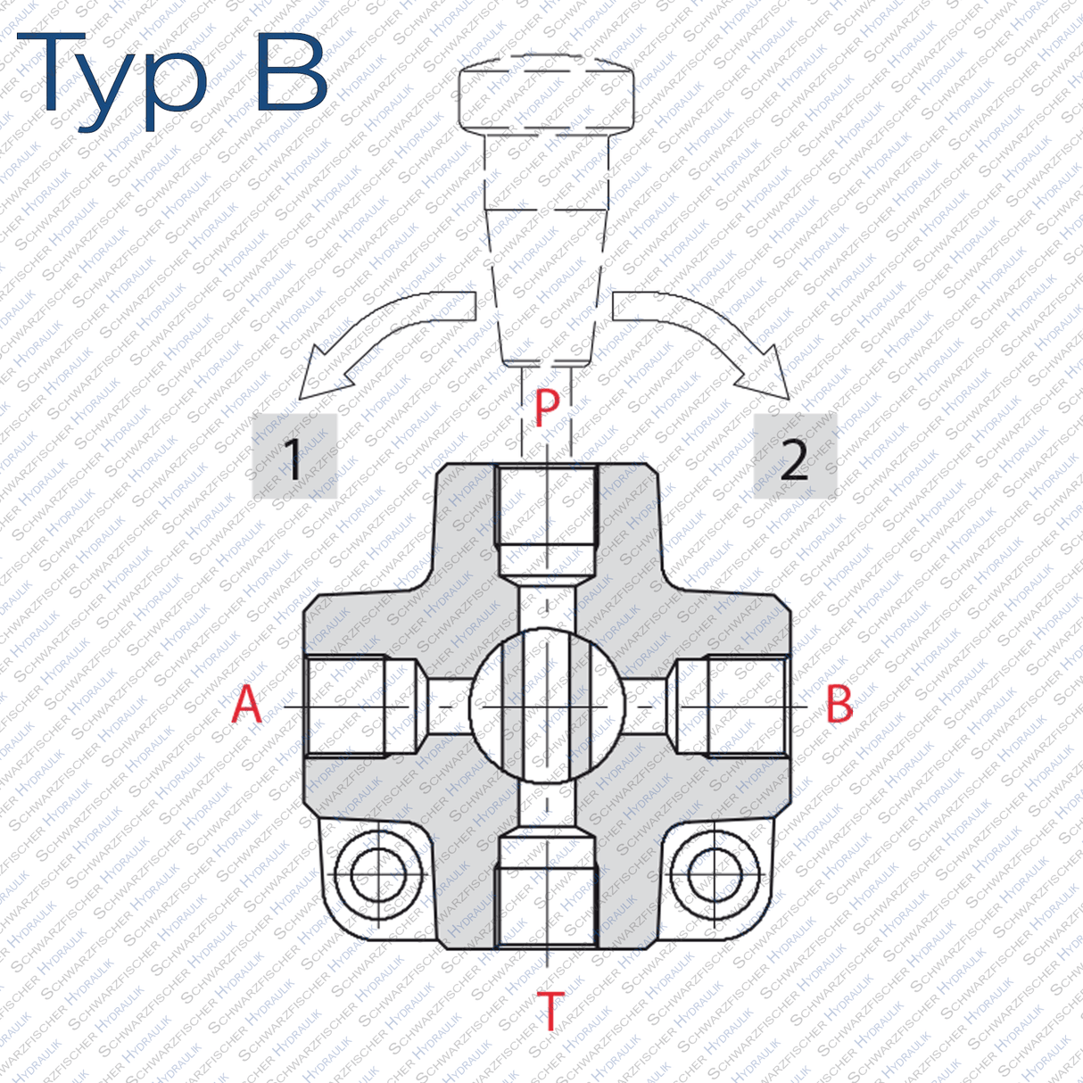 Hydraulik 8/2 Wegeventil Drehumschaltventil von Schwarzfischer Hydraulik
