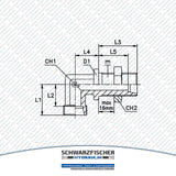 Winkel Hydraulik Schottverschraubung WSV Baureihe L von Schwarzfischer Hydraulik