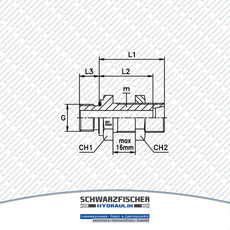 Gerade Hydraulik Einschraub - Schottverschraubung Baureihe L zölliges Gewinde von Schwarzfischer Hydraulik
