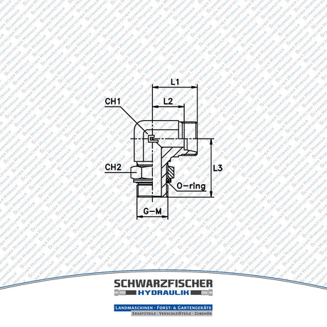 Hydraulik Einschraub - Winkelverschraubung Baureihe L zölliges Gewinde von Schwarzfischer Hydraulik