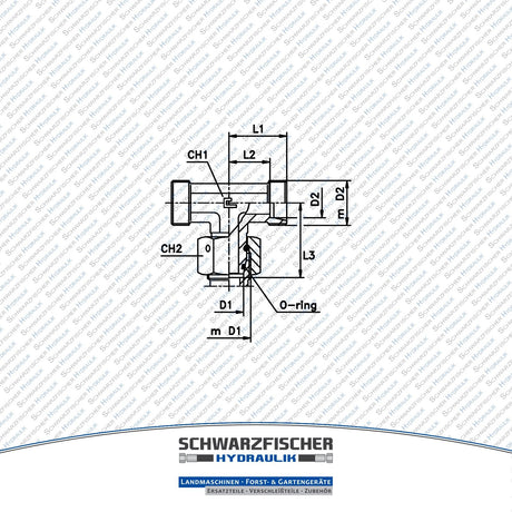 Einstellbare Hydraulik T - Verschraubung ET EVT Baureihe S von Schwarzfischer Hydraulik