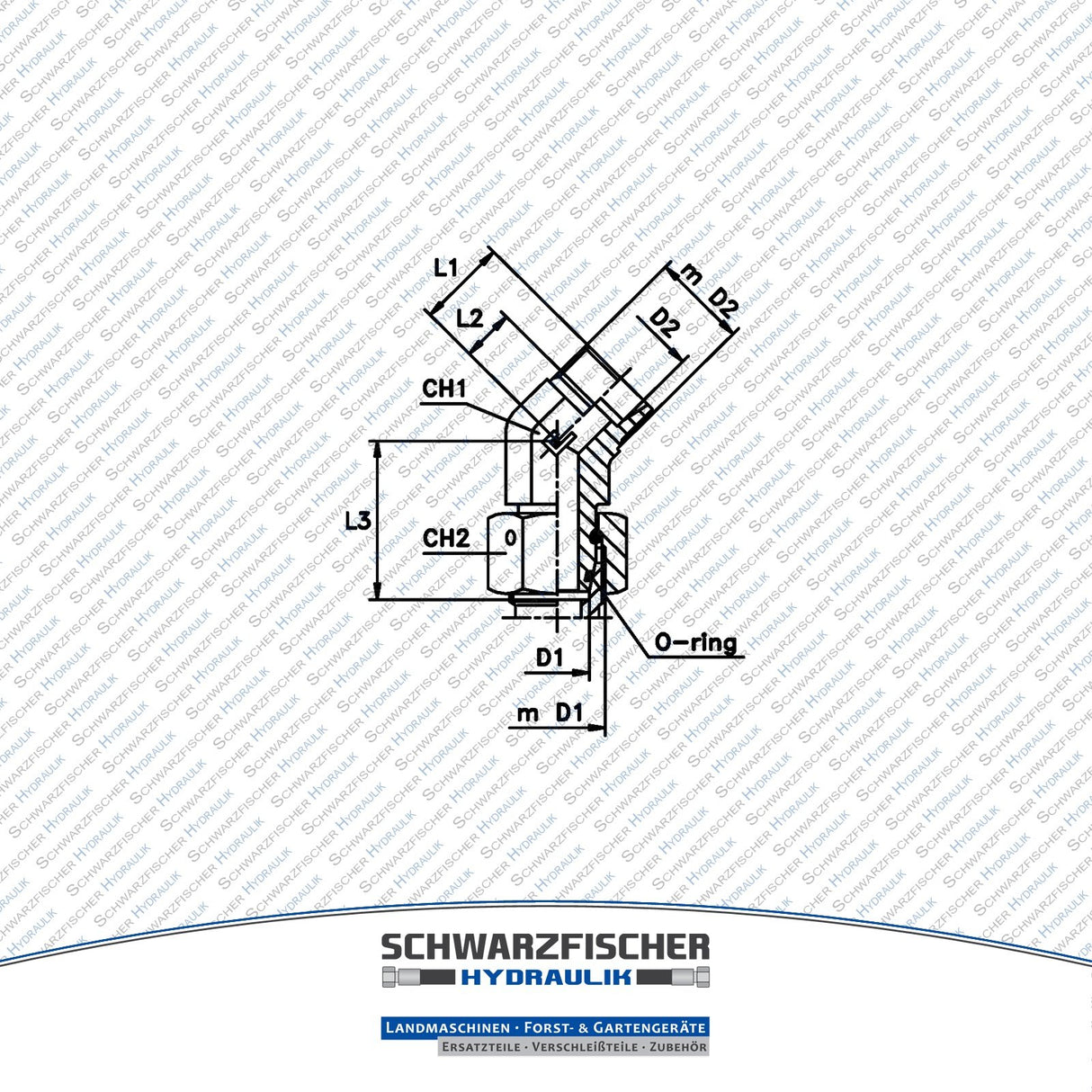 Einstellbare Hydraulik Winkelverschraubung 45° Baureihe L von Schwarzfischer Hydraulik