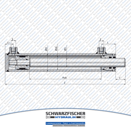 Hydraulikzylinder doppelwirkend ohne Befestigung | Stange Ø 30mm von Schwarzfischer Hydraulik