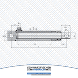 Hydraulikzylinder einfachwirkend mit Befestigung von Schwarzfischer Hydraulik