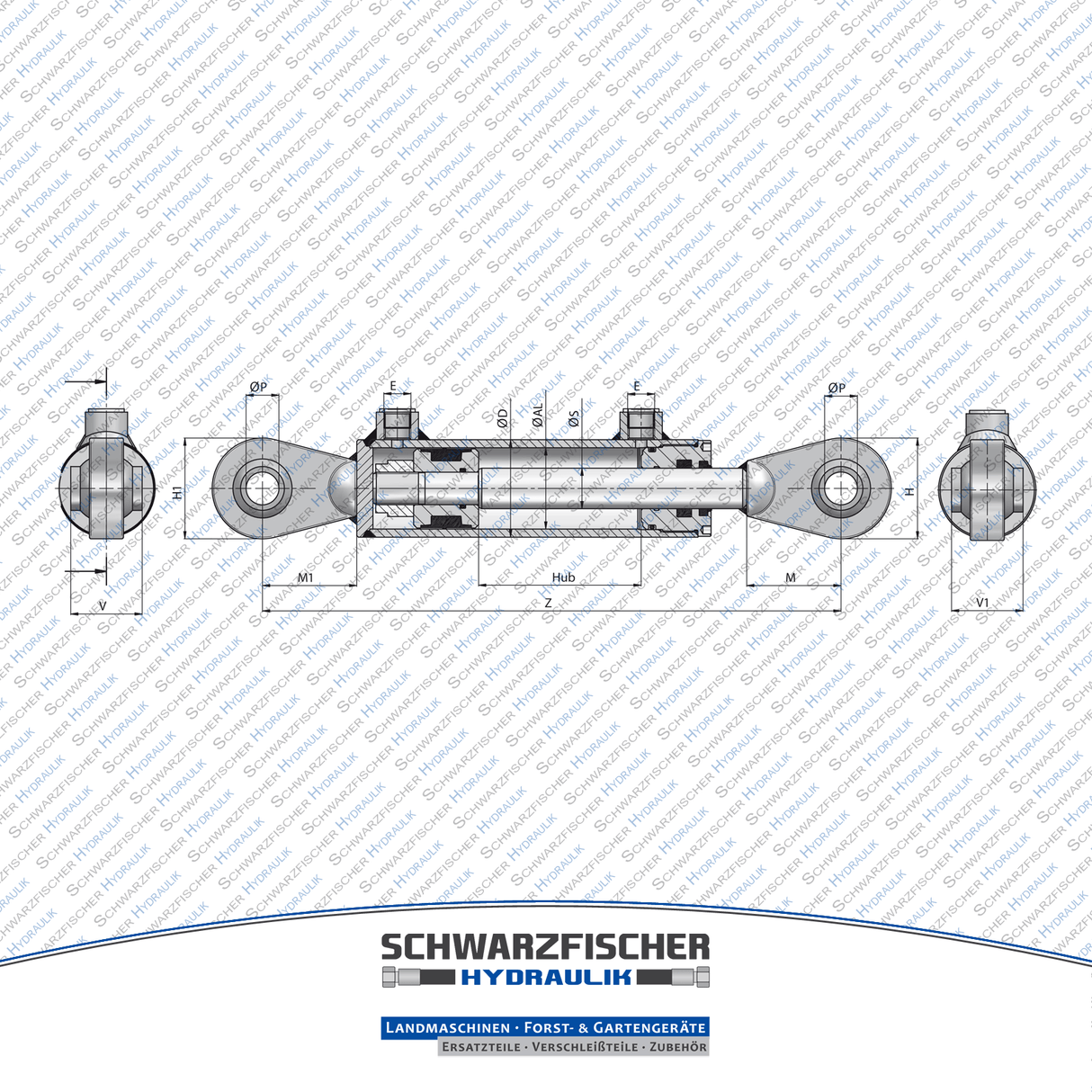 Hydraulikzylinder doppelwirkend mit Gelenkauge | Stange Ø 20mm von Schwarzfischer Hydraulik