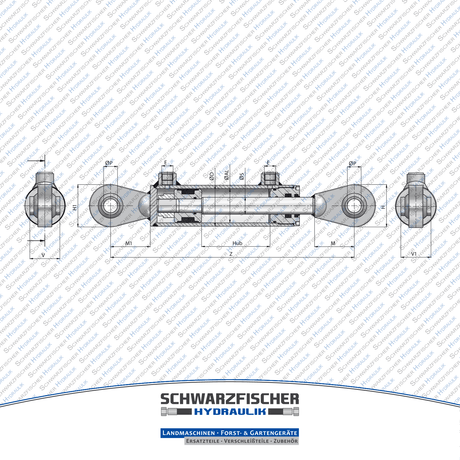 Hydraulikzylinder doppelwirkend mit Gelenkauge | Stange Ø 25mm von Schwarzfischer Hydraulik