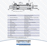 Hydraulikzylinder doppelwirkend mit Festauge und Gabel | Stange Ø 50mm von Schwarzfischer Hydraulik