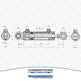 Hydraulikzylinder doppelwirkend mit Industriegelenkauge | Stange Ø 60mm von Schwarzfischer Hydraulik