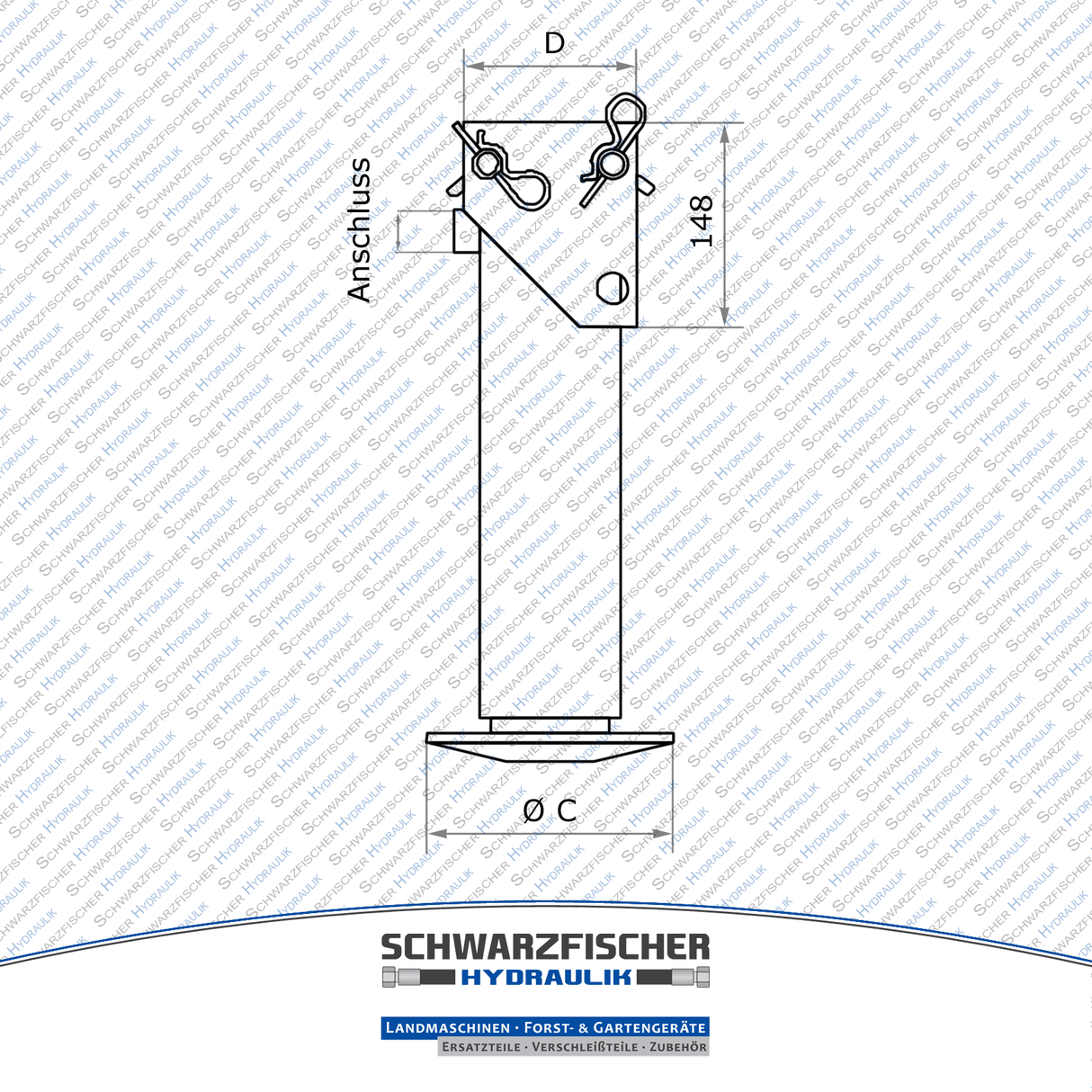 Hydraulikscher Stützfußzylinder Standardausführung von Schwarzfischer Hydraulik
