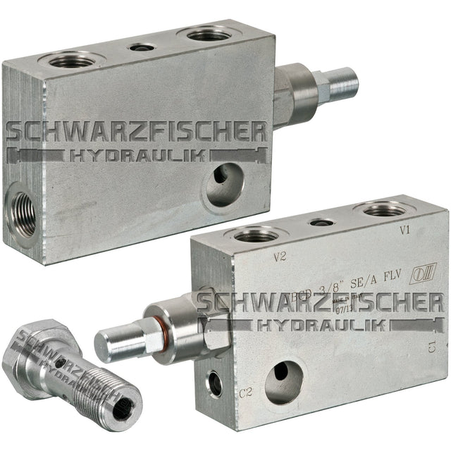 Hydraulik Senkbremsventil einfachwirkend zum Aufflanschen auf Zylinder VBCD von Schwarzfischer Hydraulik