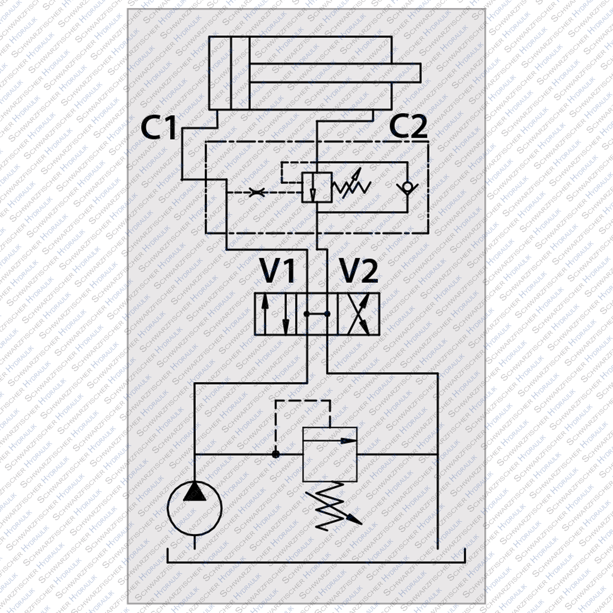 Hydraulik Senkbremsventil einfachwirkend zum Aufflanschen auf Zylinder VBCD von Schwarzfischer Hydraulik