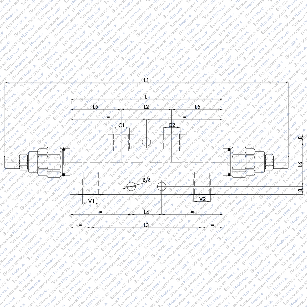 Hydraulik Ventil Senkbremsventil doppelwirkend druckkompensiert VBCD von Schwarzfischer Hydraulik