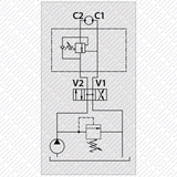 Senkbremsventil einfachwirkend zum Aufflanschen auf OMP/OMR Ölmotoren VBCDF von Schwarzfischer Hydraulik