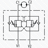 Senkbremsventil doppeltwirkend zum Aufflanschen auf OMP/OMR Ölmotoren VBCDF von Schwarzfischer Hydraulik
