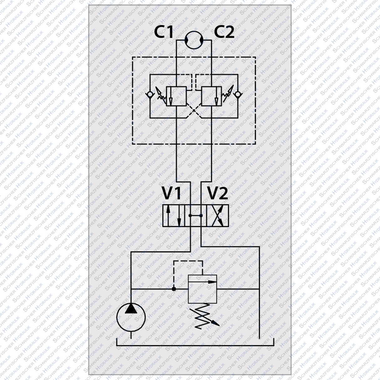 Senkbremsventil doppeltwirkend zum Aufflanschen auf OMP/OMR Ölmotoren VBCDF von Schwarzfischer Hydraulik