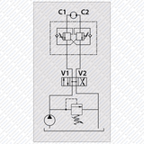 Senkbremsventil doppeltwirkend zum Aufflanschen auf OMP/OMR Ölmotoren VBCDF von Schwarzfischer Hydraulik