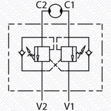 Hydraulik Senkbremsventil doppeltwirkend zum Aufflanschen auf OMS Motoren VBCDF von Schwarzfischer Hydraulik