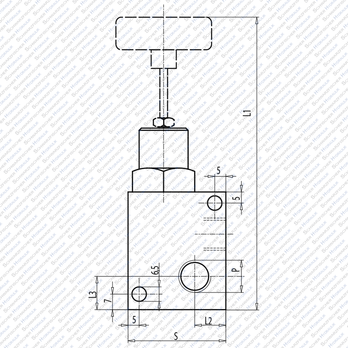 Hydraulik Ventil DBV Druckbegrenzungsventil VMP leichte Baureihe mit Handrad von Schwarzfischer Hydraulik