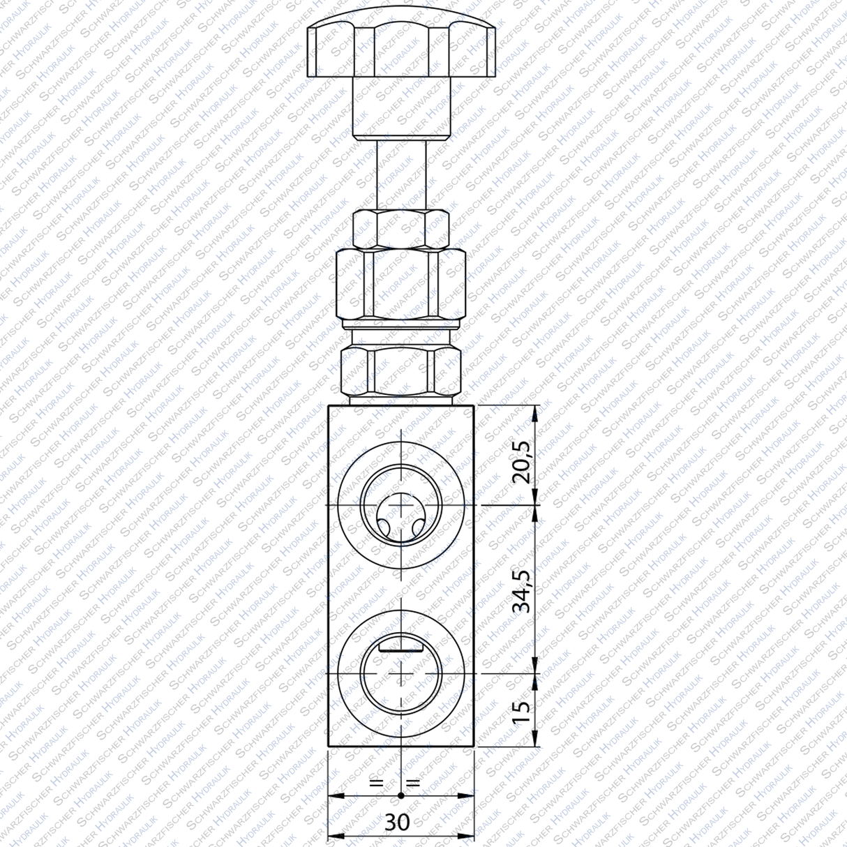 Hydraulik Ventil DBV Druckbegrenzungsventil direktgesteuert WMD40 mit Handrad von Schwarzfischer Hydraulik