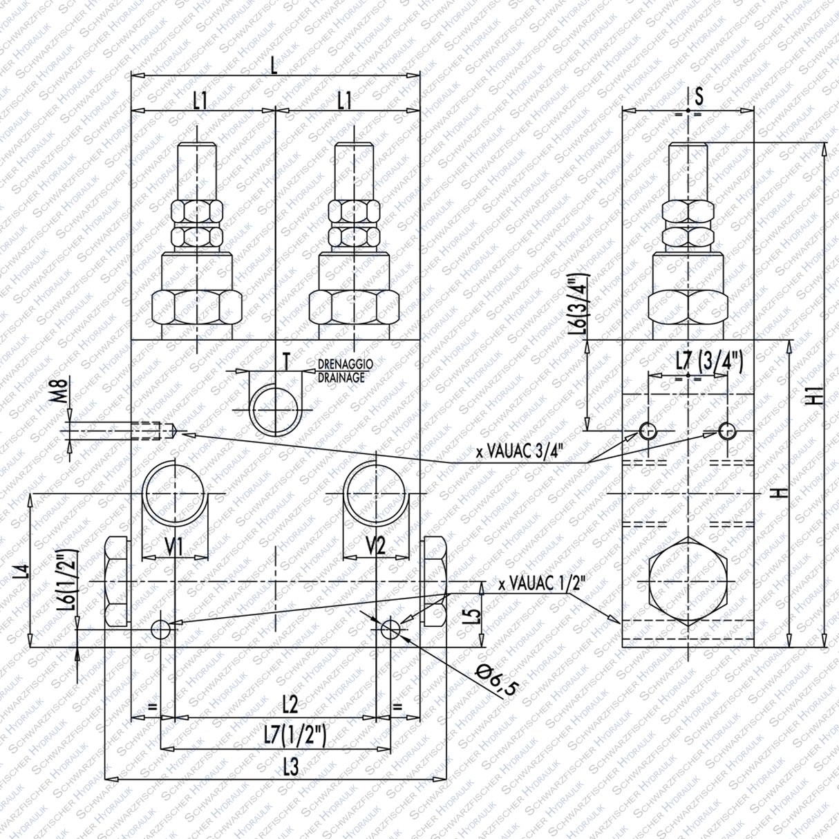 Hydraulik Ventil Abschaltventil VABP für Pumpen Nieder/Hochdruck von Schwarzfischer Hydraulik