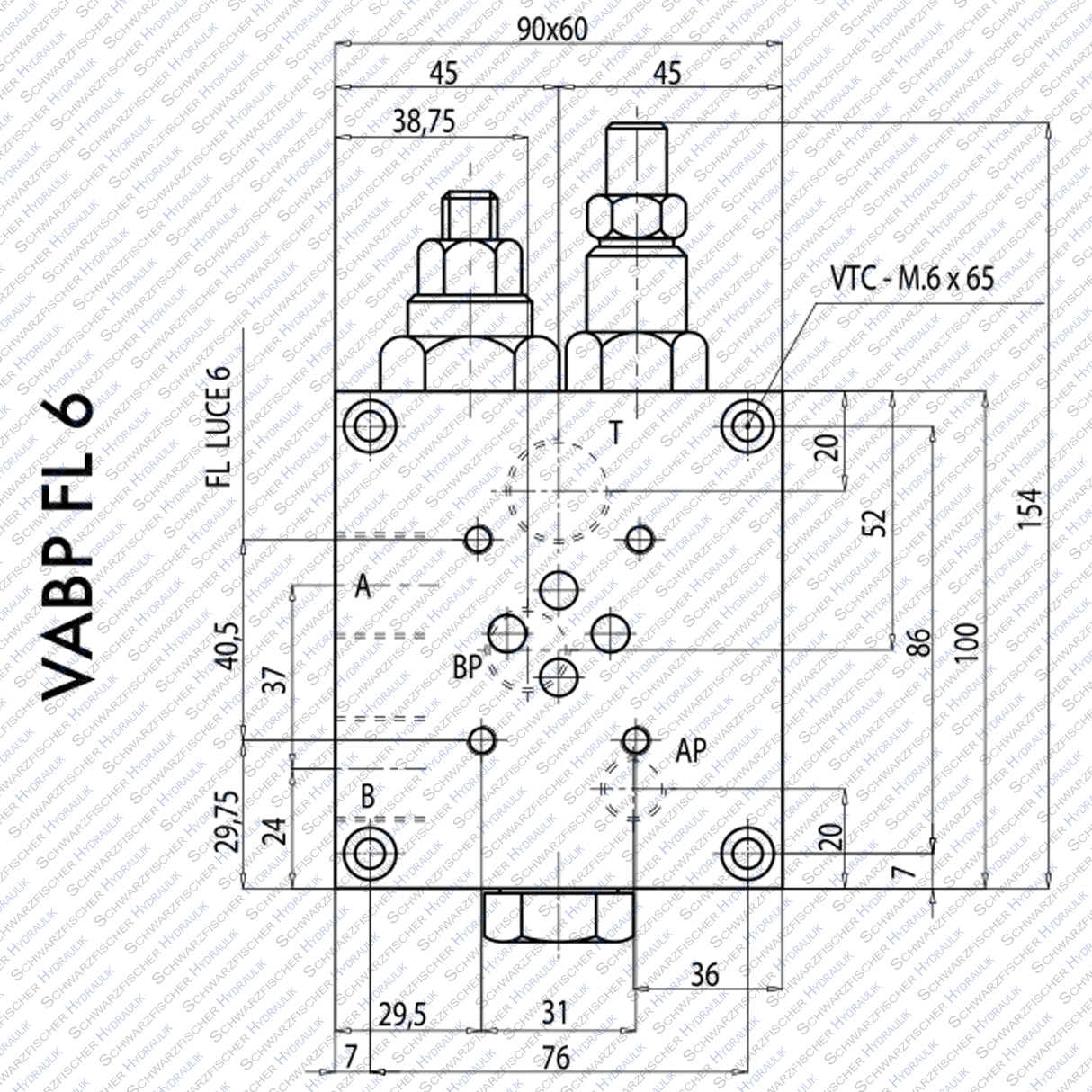 Hydraulik Abschaltventil VABP für Cetop 03 - 05 - 07 für Pumpen Nieder/Hochdruck von Schwarzfischer Hydraulik