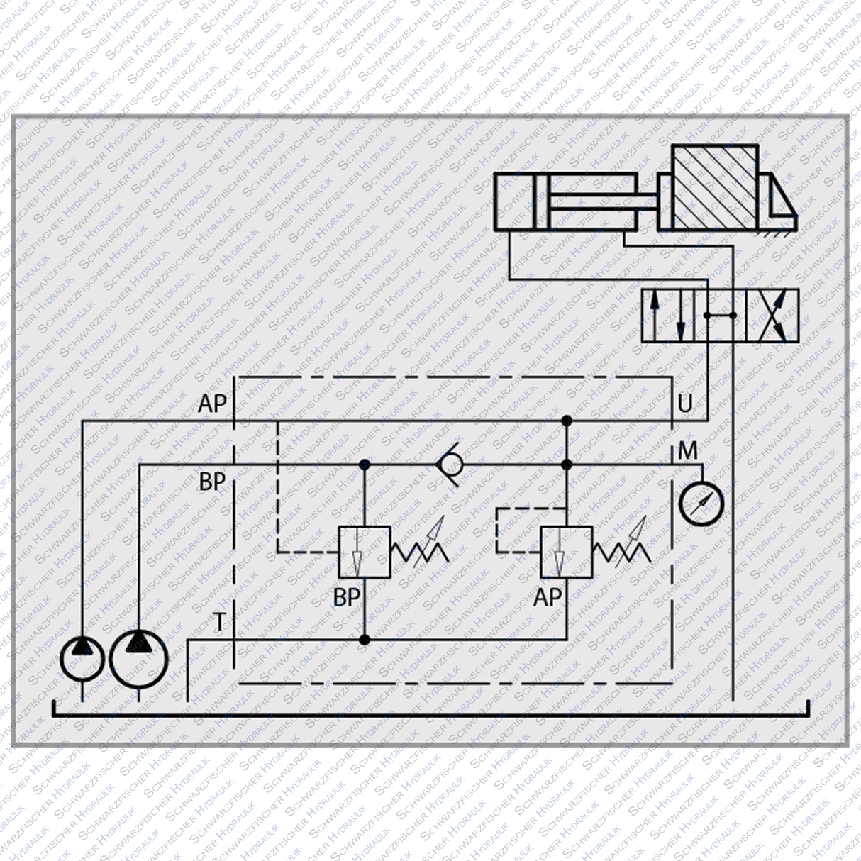 Hydraulik Abschaltventil VABP für Cetop 03 - 05 - 07 für Pumpen Nieder/Hochdruck von Schwarzfischer Hydraulik