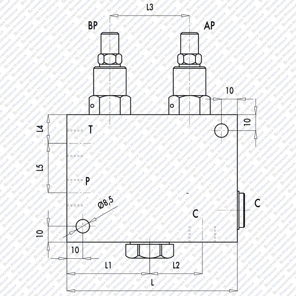 Hydraulik Vorspann - u. Sicherheitsventil speziell für Pflug, Tiefenlockerer VIA von Schwarzfischer Hydraulik