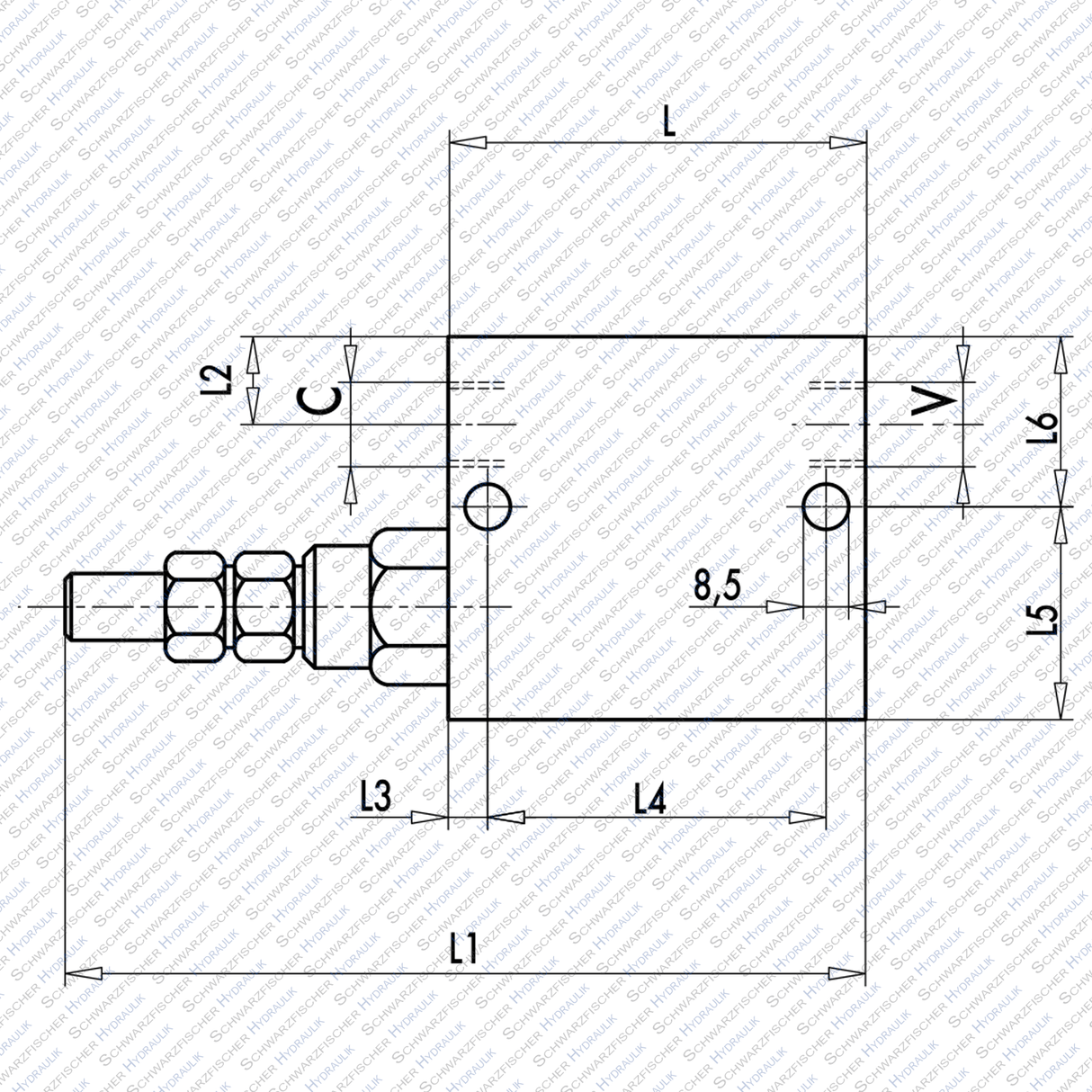 Hydraulik Druckfolgeventil mit Umgehungsrückschlagventil VS2C mit Handrad von Schwarzfischer Hydraulik