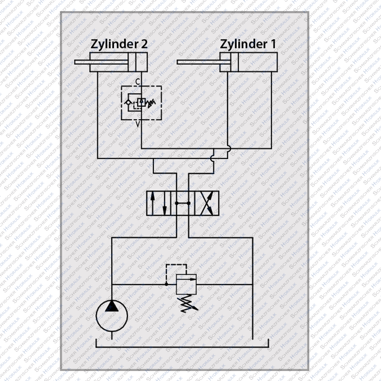 Hydraulik Druckfolgeventil mit Umgehungsrückschlagventil VS2C mit Handrad von Schwarzfischer Hydraulik