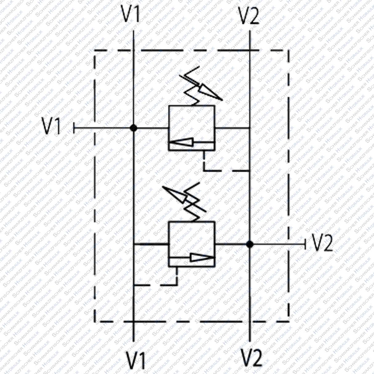Hydraulik Schockventil doppelwirkend mit 4 Anschlüssen für Verbraucher VMPDI von Schwarzfischer Hydraulik