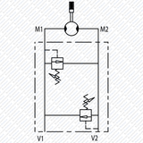 Schockventil doppelwirkend zum Aufflanschen auf OMP / OMR Hydraulik Ölmotor VAU von Schwarzfischer Hydraulik