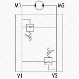 Schockventil doppelwirkend zum Aufflanschen auf SAM Hydraulik Ölmotor VAU von Schwarzfischer Hydraulik