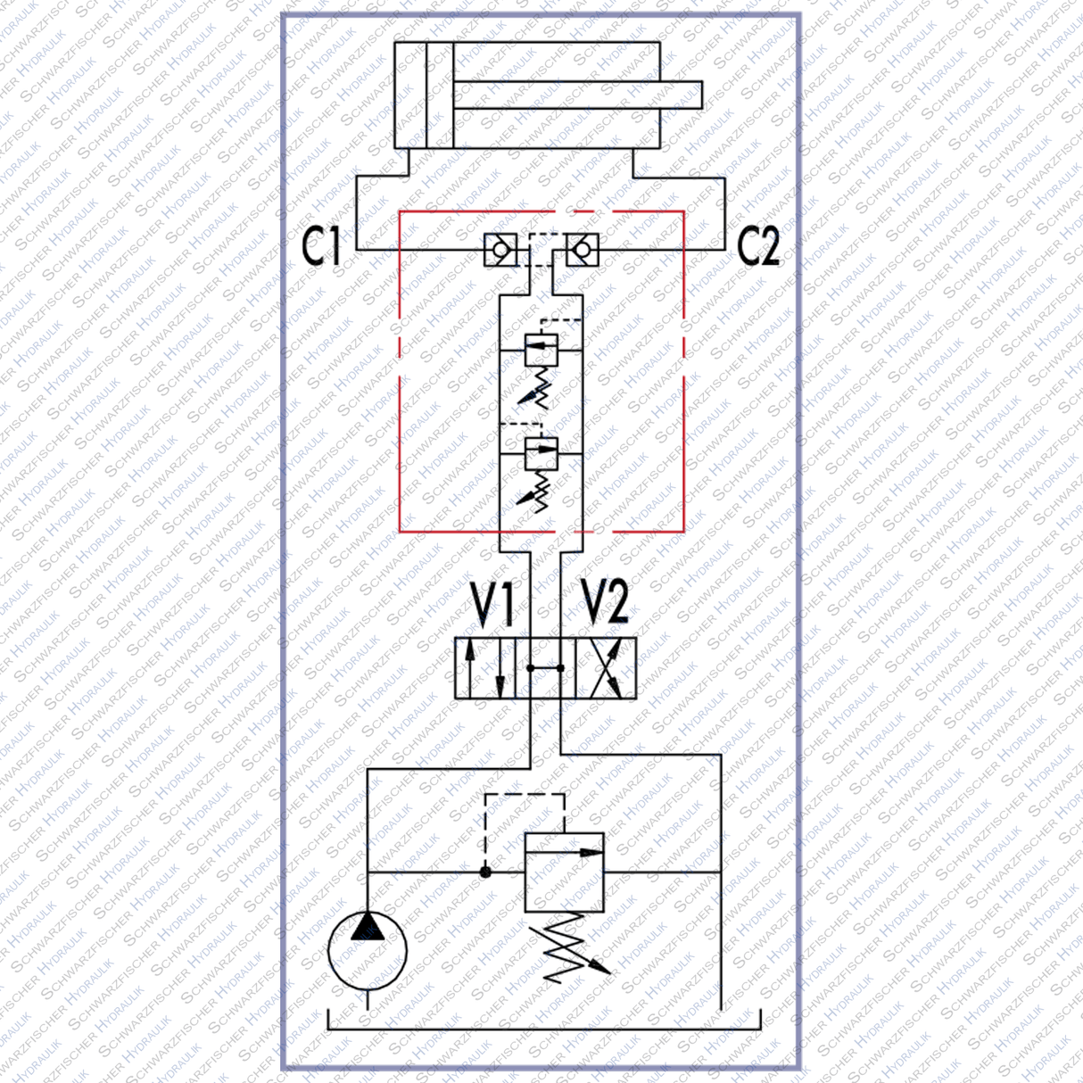 Druckbegrenzungsventil + doppelwirkend entsperrbares Rückschlagventil VBLP von Schwarzfischer Hydraulik