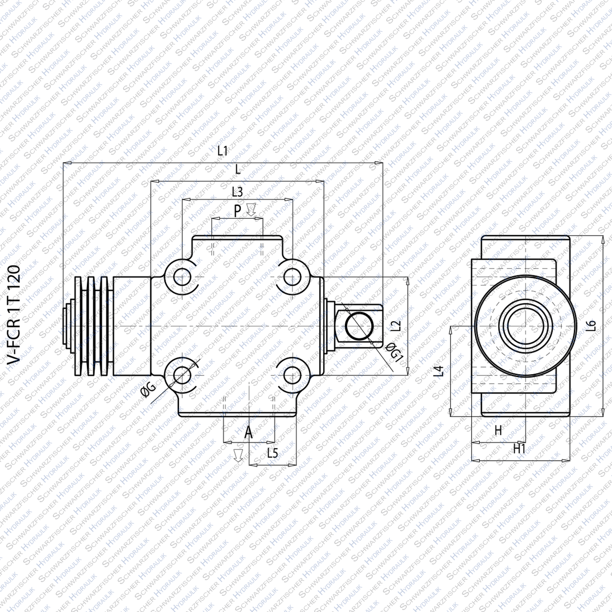 Hydraulik Abschaltventil FCR 1T Kipperabschaltventil unbetätigt offen von Schwarzfischer Hydraulik