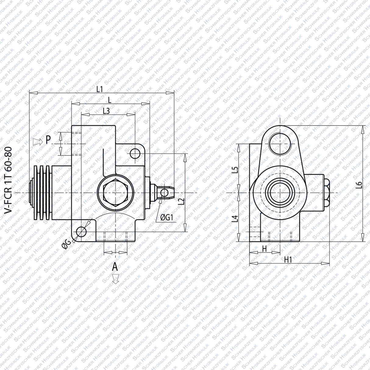 Hydraulik Abschaltventil FCR 1T Kipperabschaltventil unbetätigt offen von Schwarzfischer Hydraulik