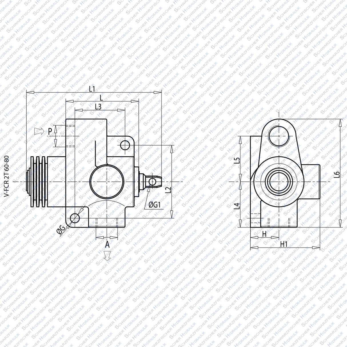 Hydraulik Abschaltventil FCR 2T Kipperabschaltventil unbetätigt geschlossen von Schwarzfischer Hydraulik