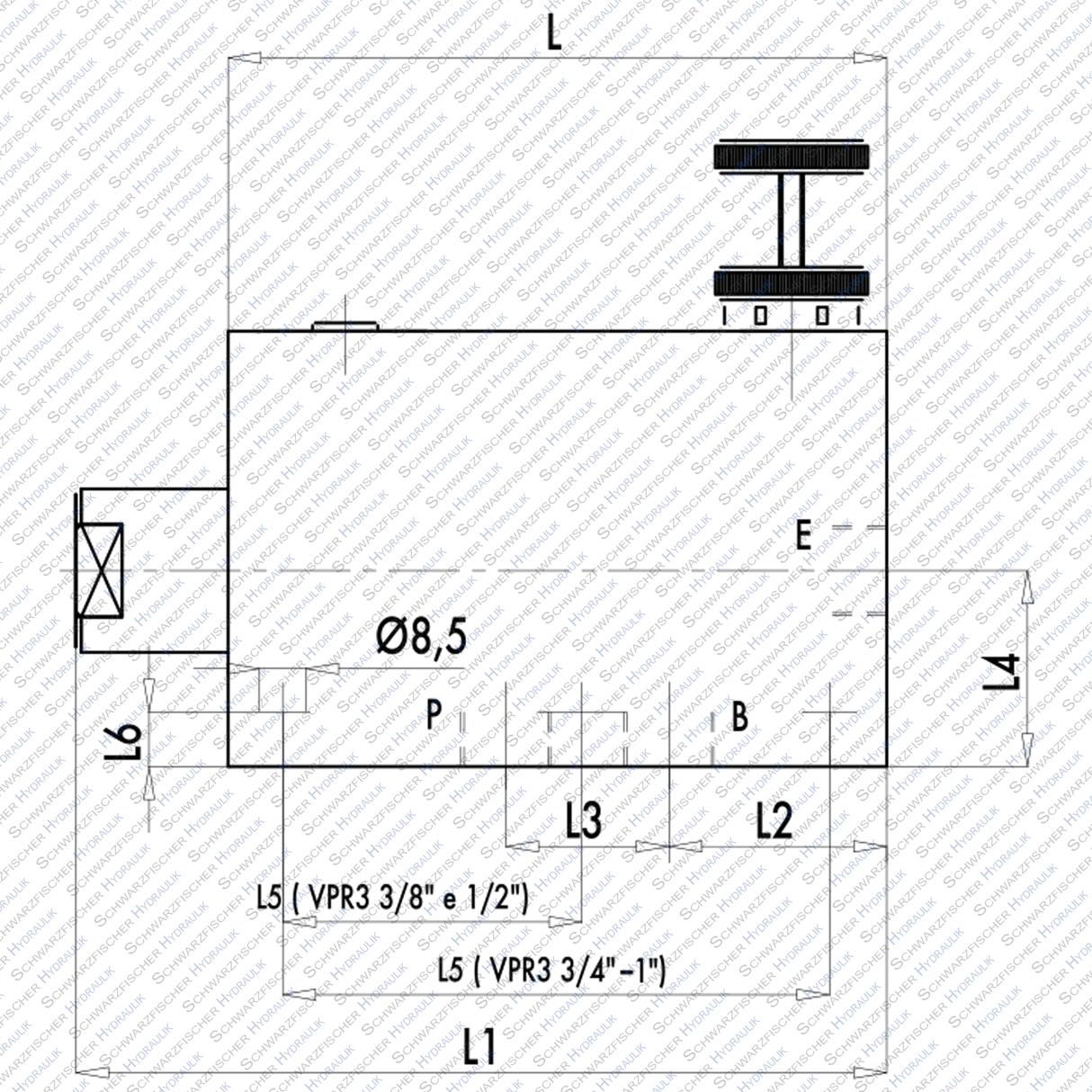 Hydraulik 3 - Wege Stromregelventil Restölstrom druckbeaufschlagbar VPR3 von Schwarzfischer Hydraulik