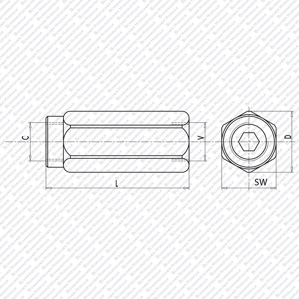 Hydraulik Ventil Rückschlagventil VU mit Innegewinde Ausführung wählbar von Schwarzfischer Hydraulik