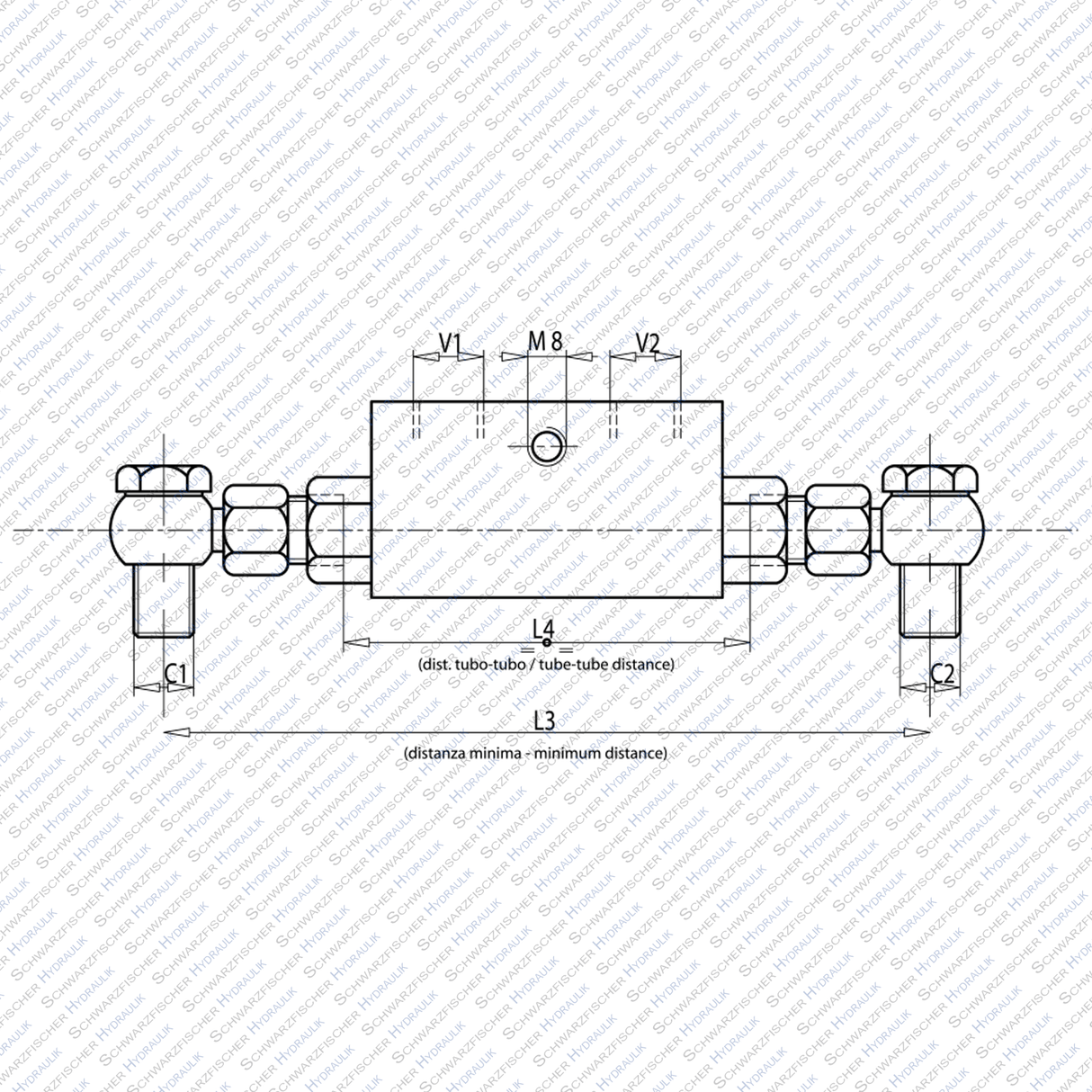 Hydraulik Sperrblock entsperrbares Rückschlagventil doppeltwirkend (12L) VBPDE von Schwarzfischer Hydraulik