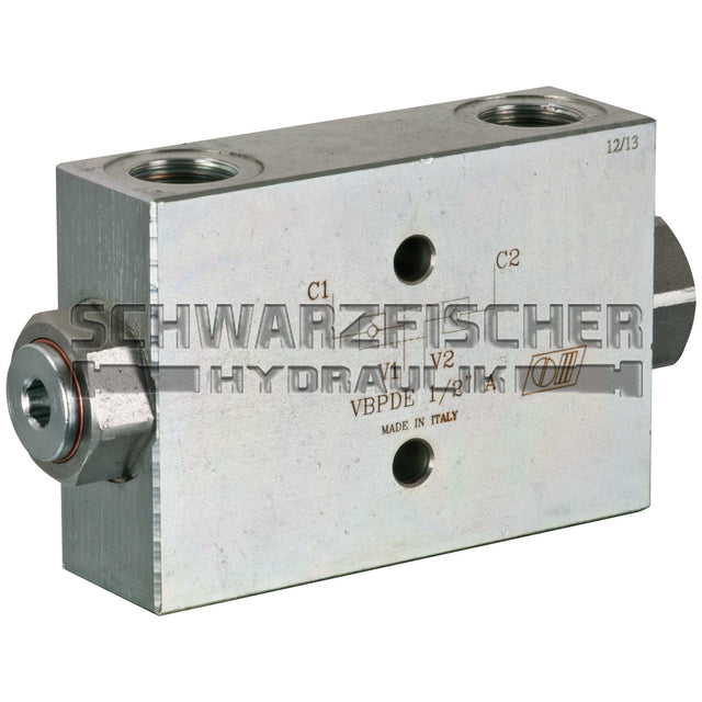 Hydraulik Sperrblock Ventil entsperrbares Rückschlagventil doppeltwirkend VBPDE von Schwarzfischer Hydraulik