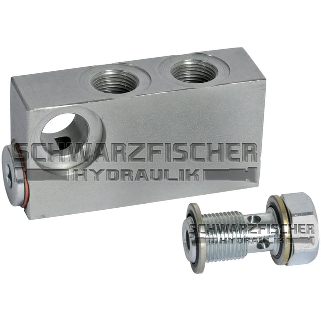 Ventil Hydraulik Sperrblock entsperrbares Rückschlagventil doppeltwirkend VBPDE von Schwarzfischer Hydraulik