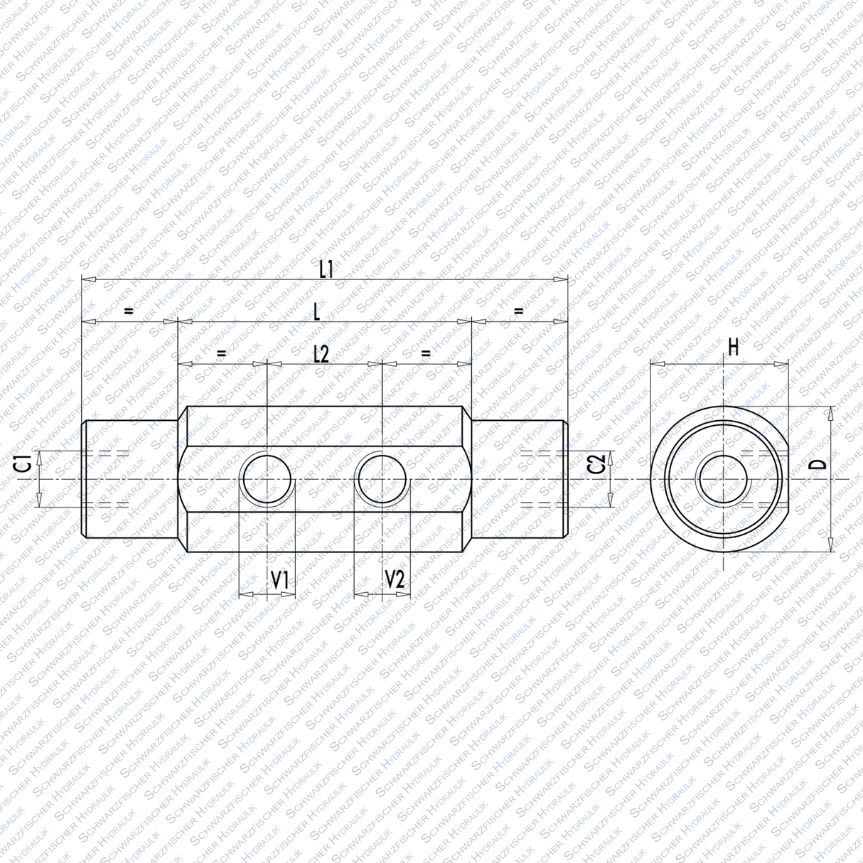 Hydraulik Ventil Sperrblock Rückschlagventil entsperrbar doppeltwirkend VBPDE von Schwarzfischer Hydraulik