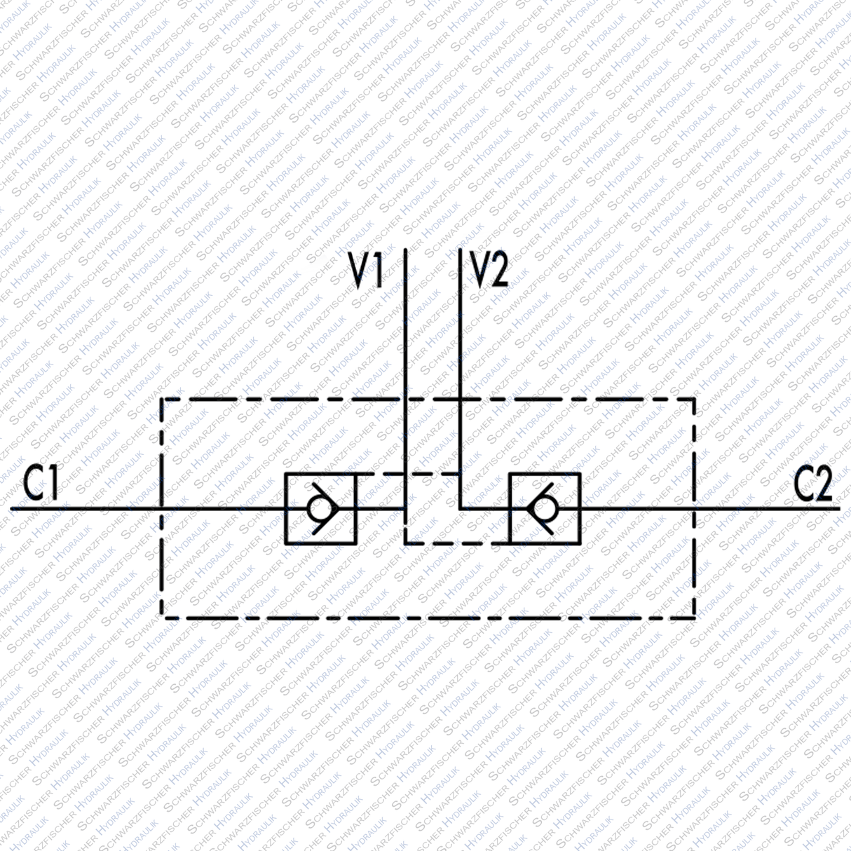 Hydraulik Ventil Sperrblock Rückschlagventil entsperrbar doppeltwirkend VBPDE von Schwarzfischer Hydraulik